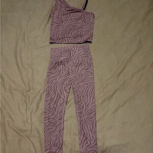 Girls Tan Zebra Print Activewear Set